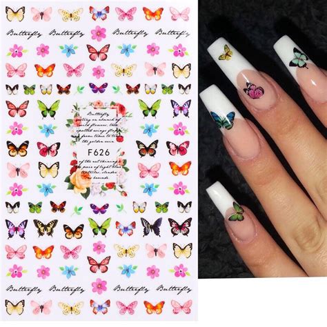 D Nail Art Sticker Colorful Butterfly Multi Color Butterfly Etsy