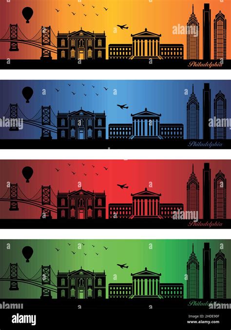 Philadelphia City In A Four Different Colors Illustration Vector