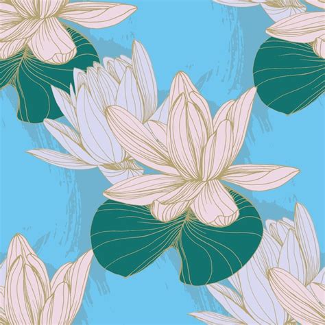 Premium Vector Lotus Seamless Pattern