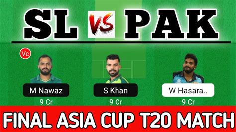 Sl Vs Pak Dream11 Prediction Pak Vs Sl Dream11 Sri Lanka Vs Pakistan