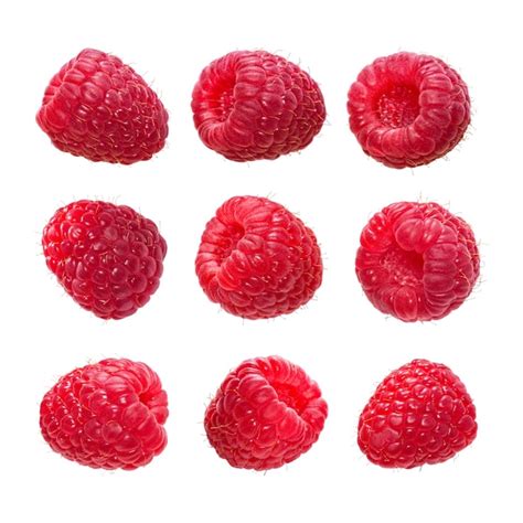 Premium Photo Large Set Of Fresh Ripe Raspberry Isolated On A White