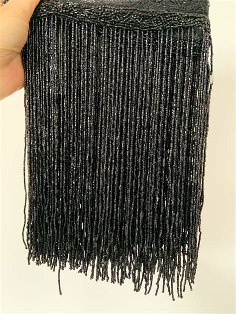 2 Yards Black Heavy Bead Fringe Trim For Haute Couture Seed Bead