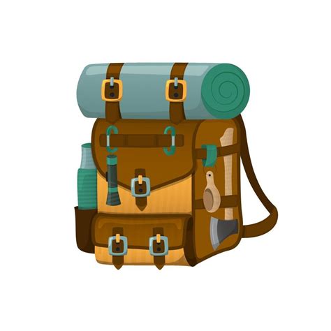 Vector Illustration Of A Hiking Backpack Isolated On A White