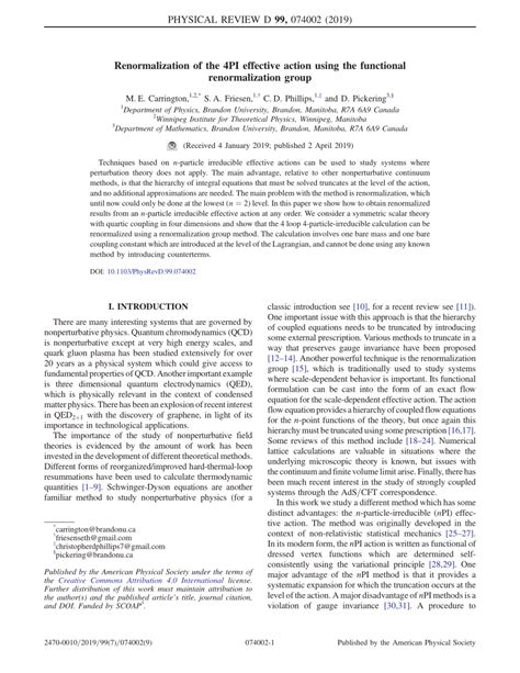 Pdf Renormalization Of The Pi Effective Action Using The Functional