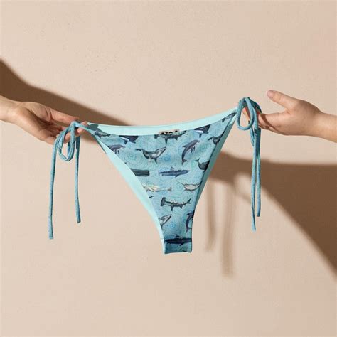 Whale Shark Recycled String Bikini Set Ocean Pattern Bathing Suit Shark Gift Swimwear Two
