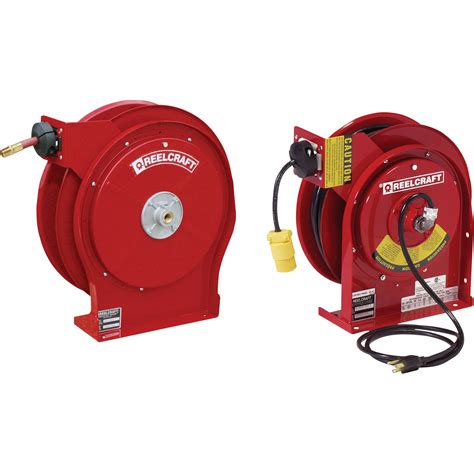 Reelcraft Power Hose Reel Combo Pack — With 38in X 50ft Pvc Hose And 45ft Outlet Power Cord