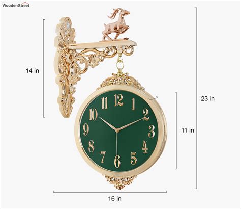 Buy Round Wall Hanging Double Sided 2 Faces Railway Station Wall Clock Golden Green At 31 Off