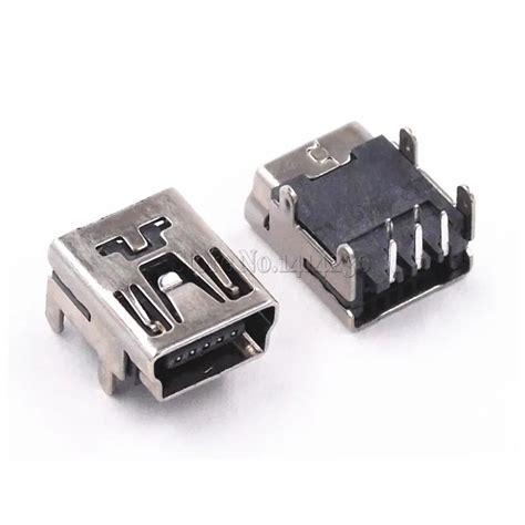 Pcs Mini Usb Type B Female Socket Pin Right Angle Dip Jack