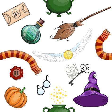 Premium Vector Magic Items Seamless Pattern In Flat Style School Of Magic