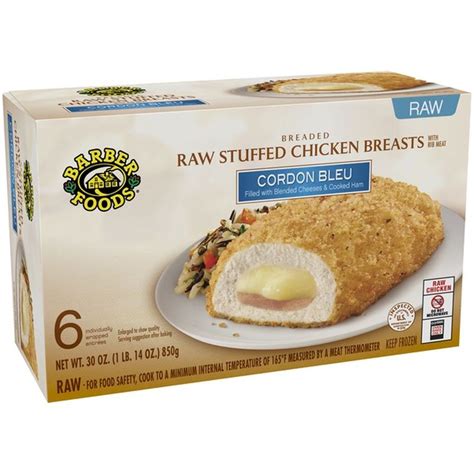 Barber Foods Stuffed Chicken Breasts Raw Breaded Cordon Bleu 6 Each