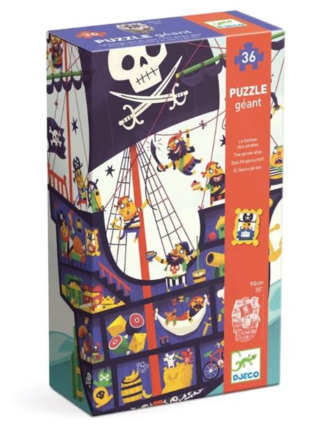 DJECO Giant Puzzle Pirate Ship 36 Pcs Monkey Mountain Toys Games