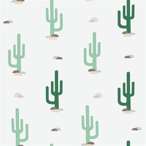 Vector seamless pattern with flat cactus. Bright repeated texture with ...