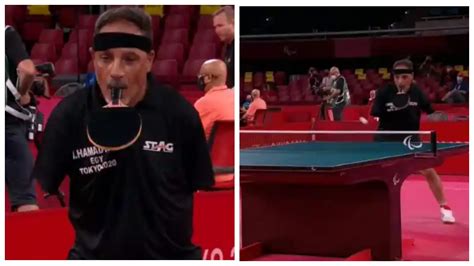 In The Paralympics A Year Old Table Tennis Player With No Arms