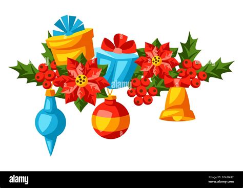 Merry Christmas Decoration Design Holiday Illustration In Cartoon