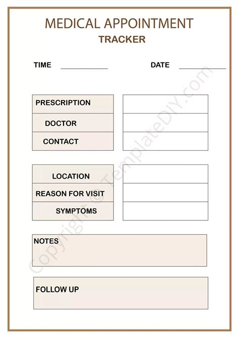 Medical Appointment Tracker Printable Template Pdf Word Medical