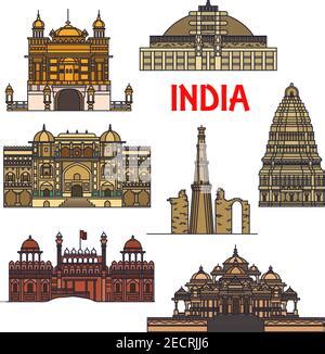 Travel Landmarks Of Indian Architecture Icon With Thin Line India Gate