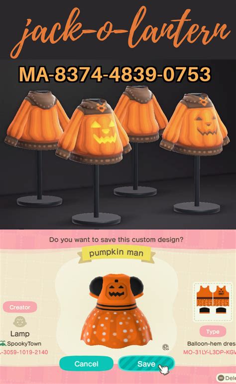 jack-o-lantern Custom Clothing Design Codes for Animal Crossing New ...