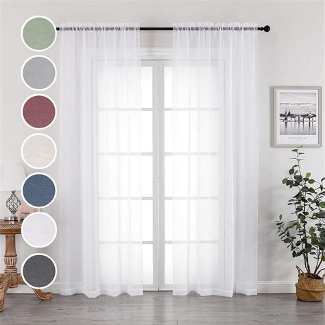 Comprar Owenie Sheer White Curtains Sheer Curtains 84 Inch Length 2