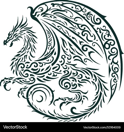 Ornate Dragon Silhouette Royalty Free Vector Image