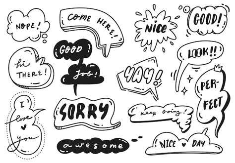 Premium Vector Set Of Hand Drawn Speech Bubble Doodle