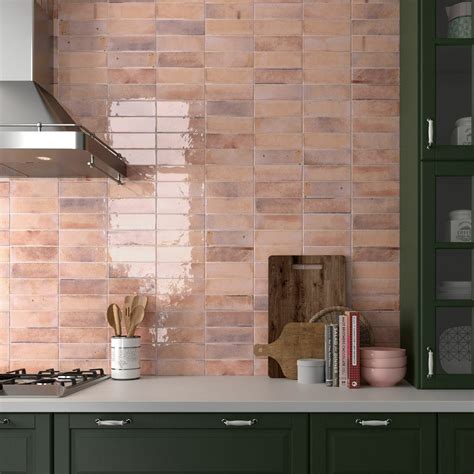 Luma Pink Gloss Ceramic Wall Tile TileMountain