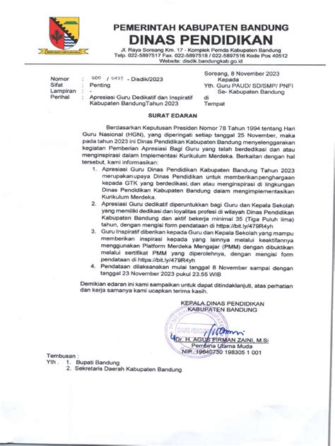 Surat Apresiasi Guru Inspiratip Pdf