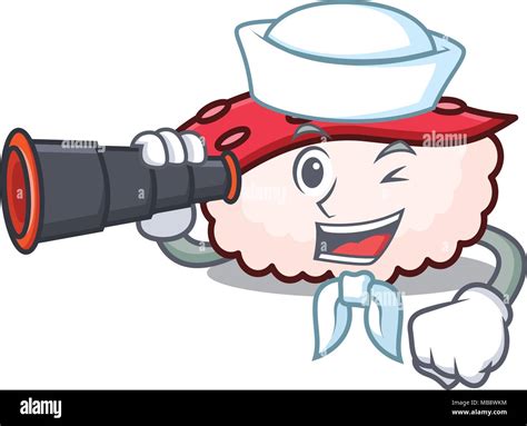 Sailor With Binocular Tako Sushi Mascot Cartoon Stock Vector Image