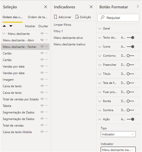 Power Bi Menu Deslizante