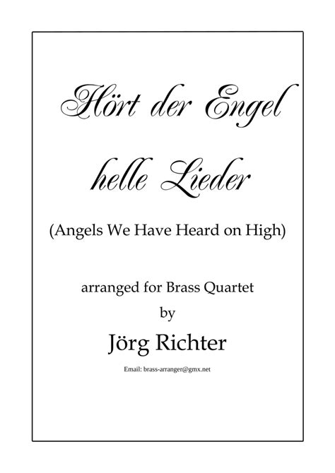 Hört der Engel helle Lieder für Blechbläser Quartett arr Jörg Richter