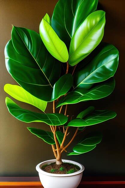 Premium Ai Image Green Leaves Of Fiddleleaf Fig Tree Ficus Lyrata The