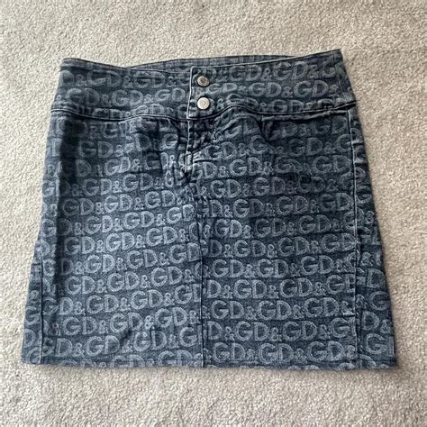 Dolce And Gabbana Monogram Denim Mini Skirt 13”l Depop