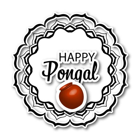 Happy Pongal With Pot And Beautiful Black Mandala Pongal Drawing Pot