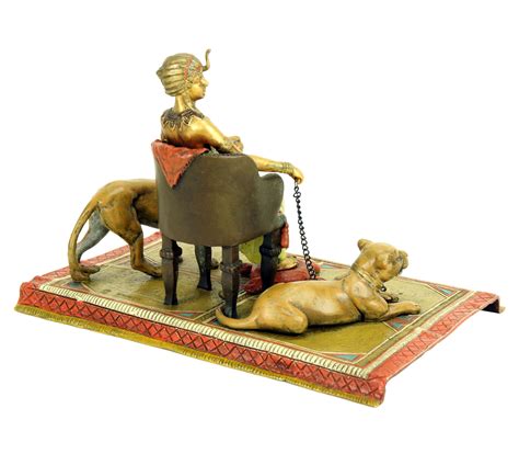 Erotic Nude Pharaoh With Lionesses Bergmann Carpet Bronze