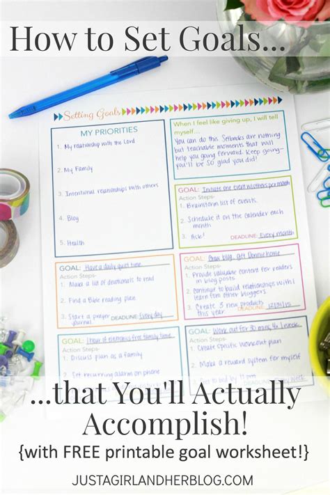 How To Set Goals That Youll Actually Accomplish Free Printable