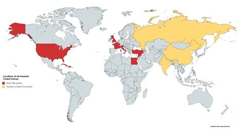 Locations of all Assassins Creed Games[6460x3455] : r/MapPorn