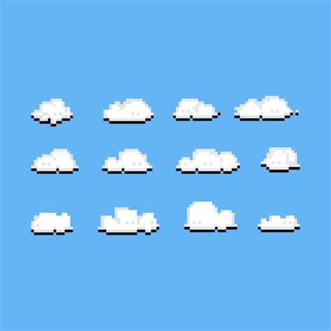 Premium Vector Pixel Art Clouds Icon Set