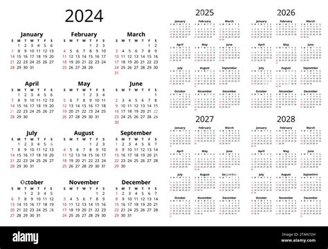 Simple 2025 Year Calendar Stock Vektorgrafiken Kaufen Alamy