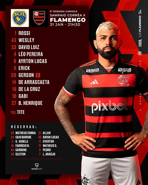 Flamengo Divulga Escala O Para Jogo Contra O Sampaio Corr A Pelo