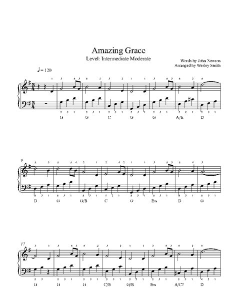 Amazing Grace by Traditional Piano Sheet Music | Intermediate Level