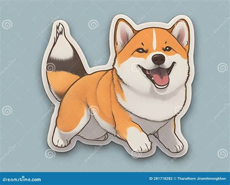 Shiba Inu Silhouette Stickers Vector Art On Clean White Background