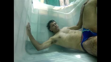 Breatholding Barefaced Underwater In Bulging Speedos