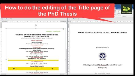 Title Page Editing Of Phd Thesis Youtube