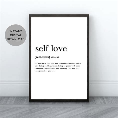 Self Love Definition Print Affirmation Print Minimalist Poster Home