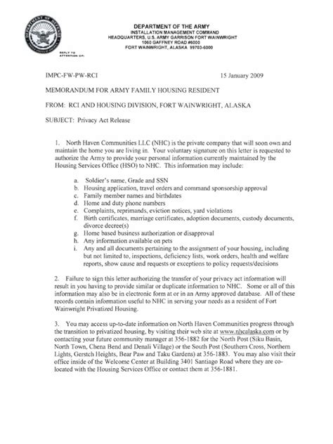 memo  army family housing national security politics