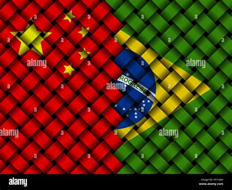 China Brazil Interwoven Flags Illustration Stock Photo Alamy