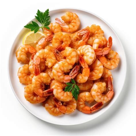 Premium Photo White Plate With Fried Shrimps Isolated On White Background