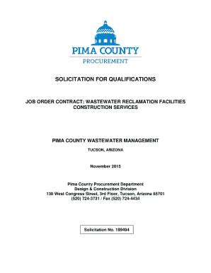 Fillable Online Job Order Contract Wastewater Reclamation Facilities