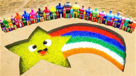 Experiment How To Make Rainbow Star With Orbeez Giant Mtn Dew Fanta