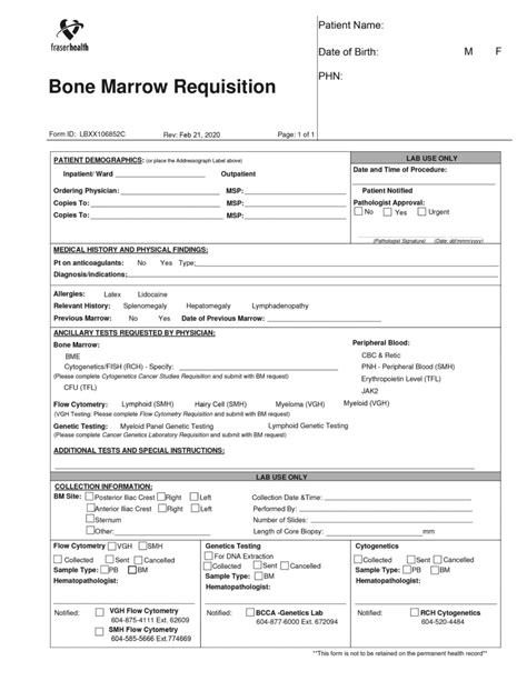 Fha Bone Marrow Requisition February 2020 World Oscar