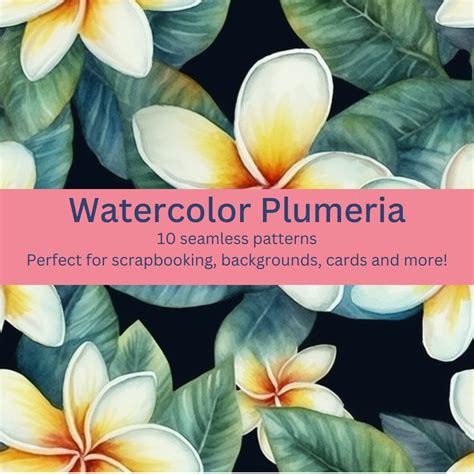 10 Exotic Plumeria Watercolor Patterns Digital Seamless - Etsy